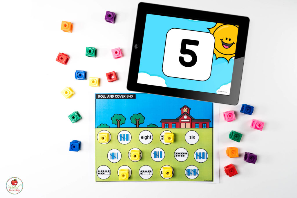 Number Sense for Numbers 1-10 Math Center with Digital Dice