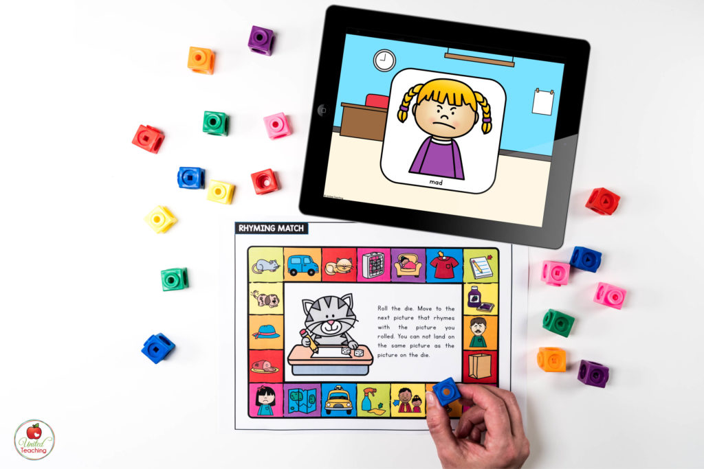 Rhyming Words Game with Digital Dice