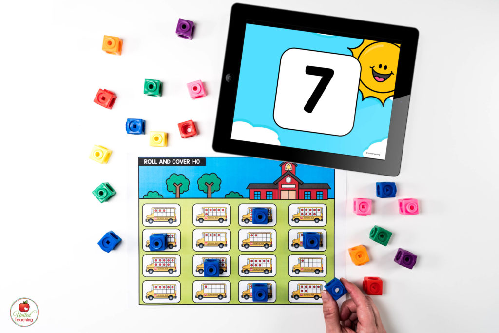 Ten Frames Math Center with Digital Dice