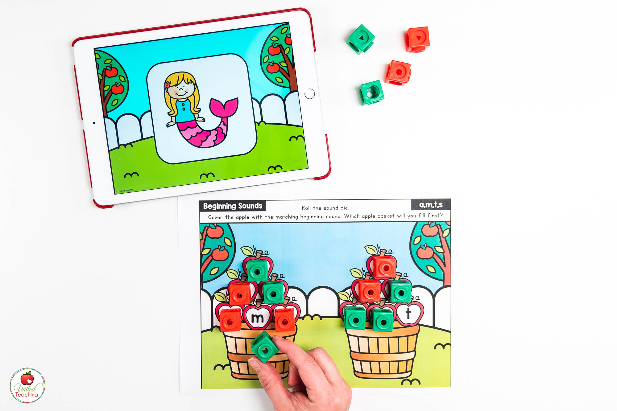 Beginning Sounds Fall Literacy Center with Digital Dice