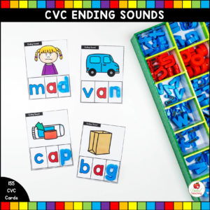 CVC Words Sound Task Cards and Worksheet Bundle - United Teaching