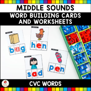 Middle Sounds Word Building Task Cards and Worksheets Cover