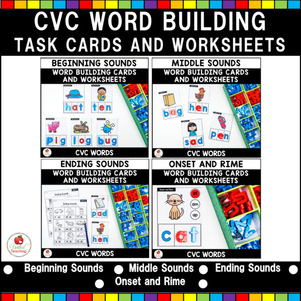 CVC-Word-Building-Task-Cards-and-Worksheets-Bundle-Cover
