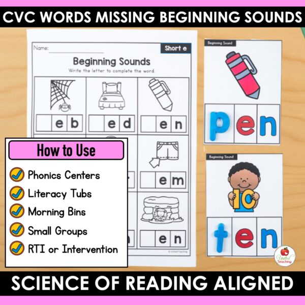 CVC Words Missing Beginning Sounds Task Cards - Image 3