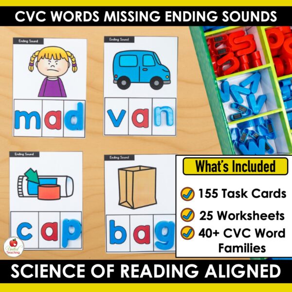 CVC Words Missing Ending Sounds Task Cards - Image 2