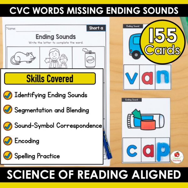 CVC Words Missing Ending Sounds Task Cards - Image 4