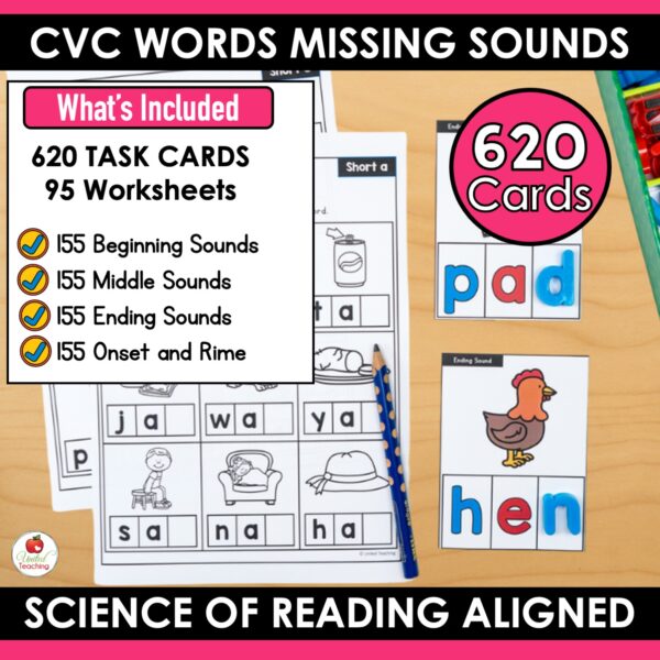 CVC Words Missing Sounds Task Cards Bundle - Image 2