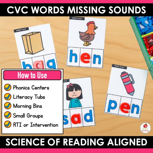 CVC Words Missing Sounds Task Cards Bundle - Image 3