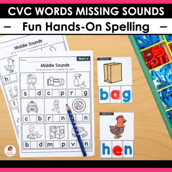 CVC Words Missing Sounds Task Cards Bundle - Image 6