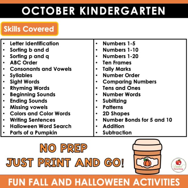 October Math and Literacy Activities for Kindergarten - Image 4