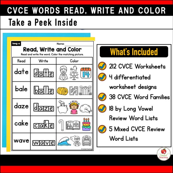 CVCE Words Read Write and Color Worksheets Packet - Image 2