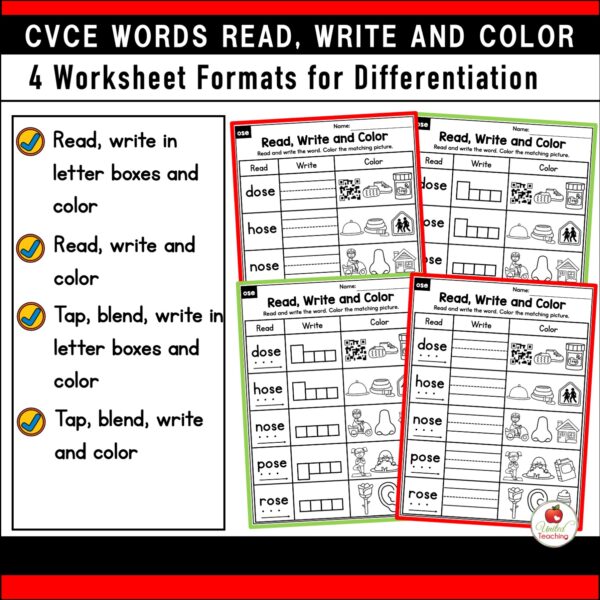 CVCE Words Read Write and Color Worksheets Packet - Image 4