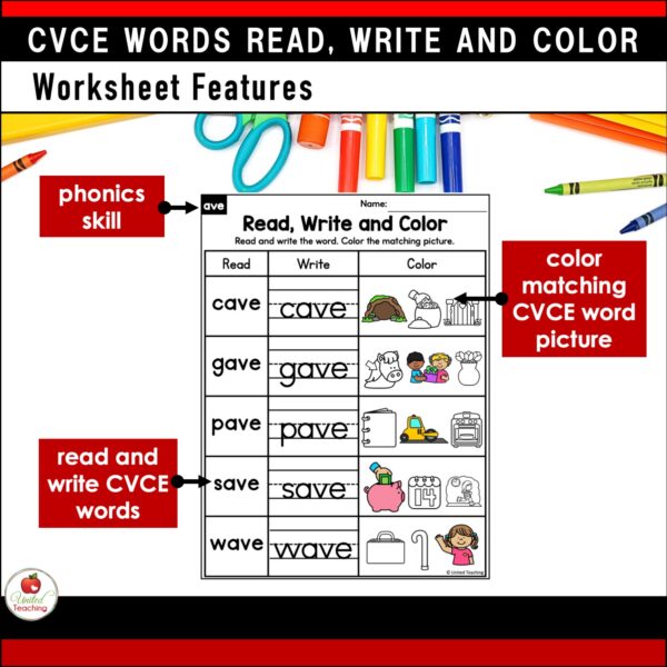 CVCE Words Read Write and Color Worksheets Packet - Image 6
