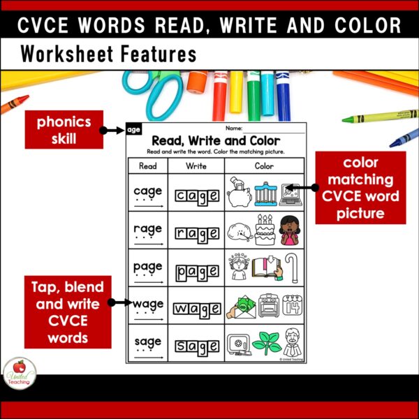 CVCE Words Read Write and Color Worksheets Packet - Image 7