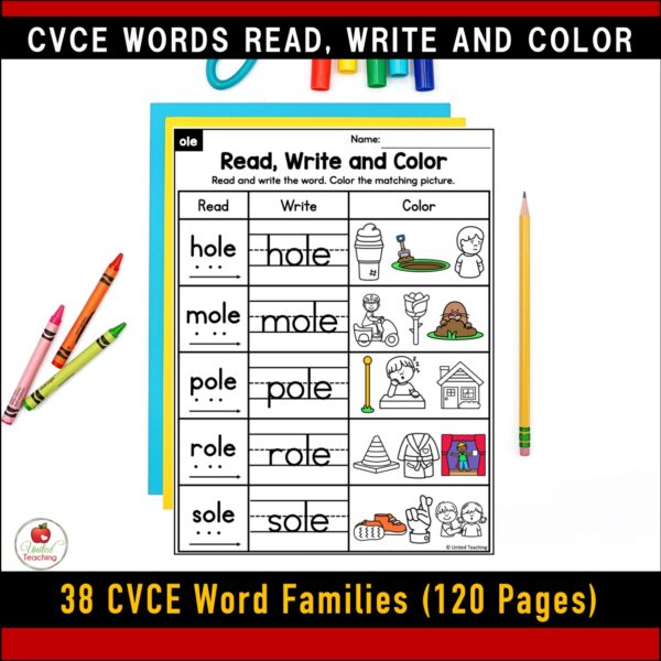 CVCE Words Read Write and Color Worksheets Packet - Image 8
