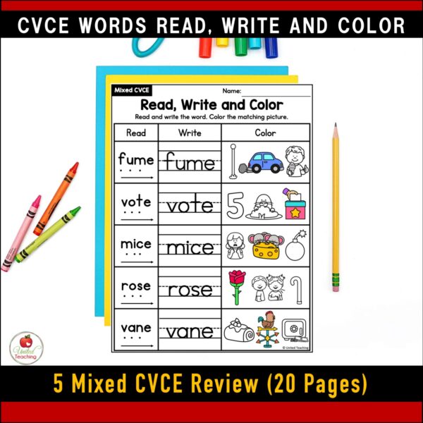 CVCE Words Read Write and Color Worksheets Packet - Image 10