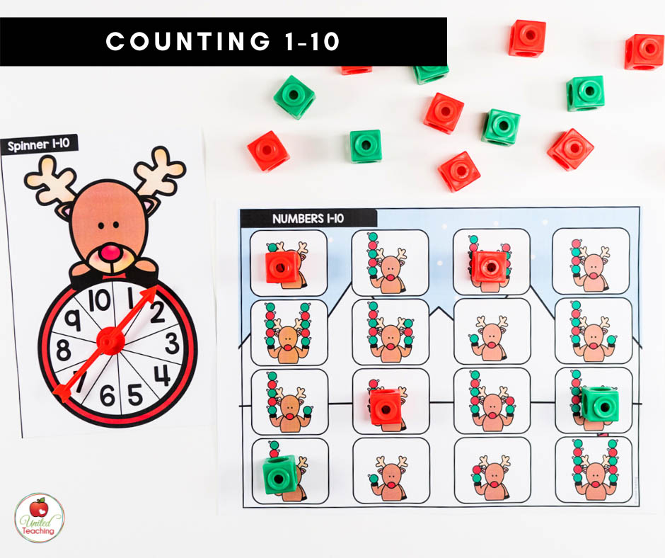 December Counting 1-10 Math Center