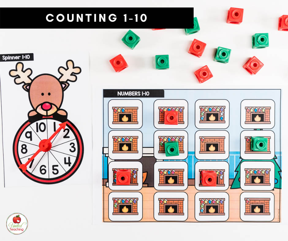 December Counting 1-10 Math Center