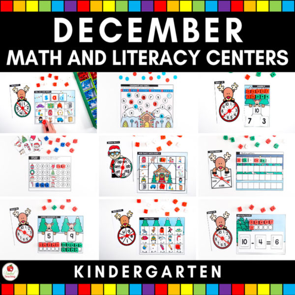 December Math and Literacy Centers for Kindergarten - United Teaching