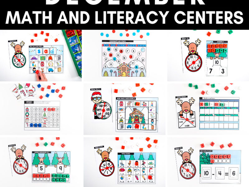 December Math and Literacy Centers for Kindergarten Main Image