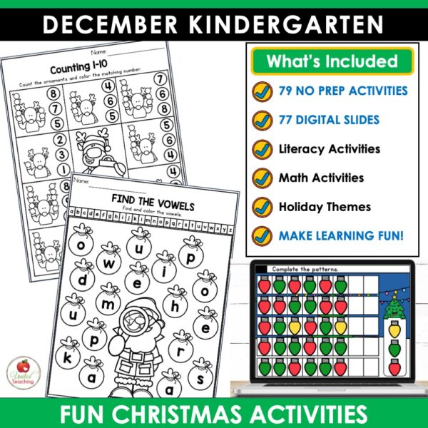 December Math and Literacy Activities for Kindergarten - Image 2
