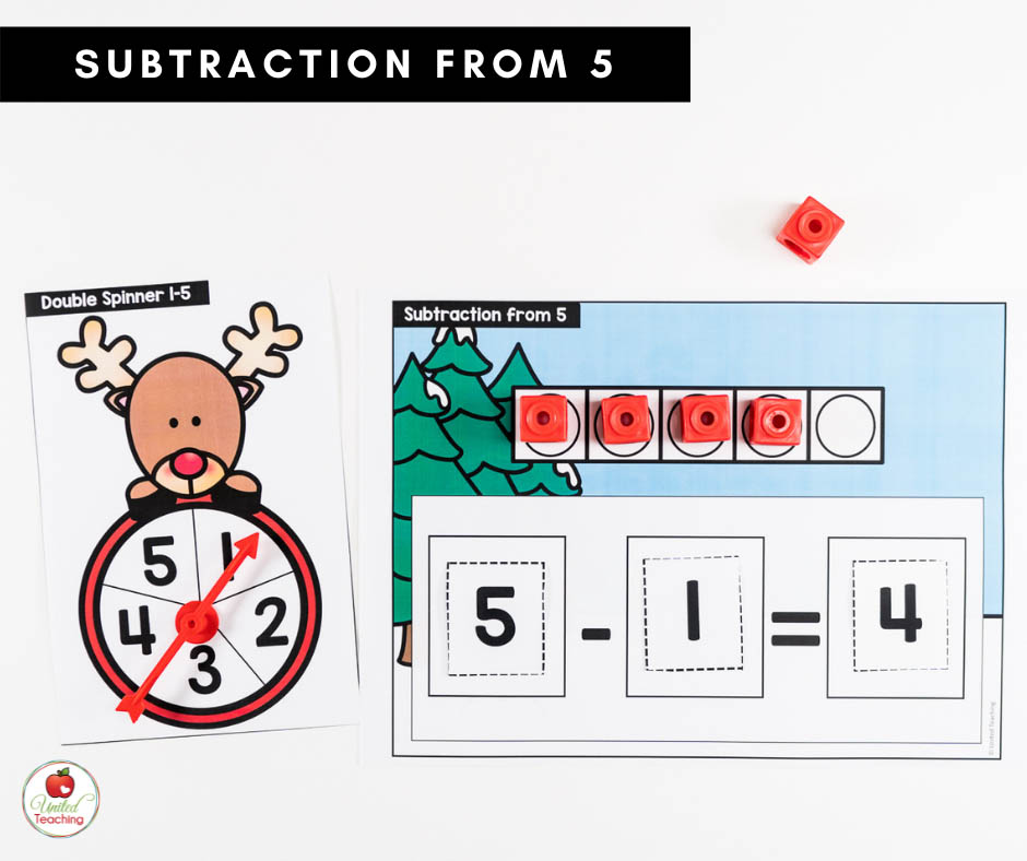 Subtraction from 5 Math Center