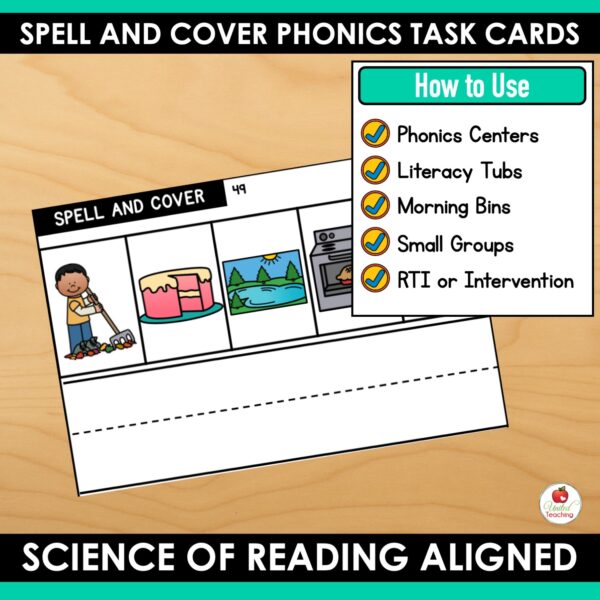 Spell and Cover Phonics Task Cards - Image 3
