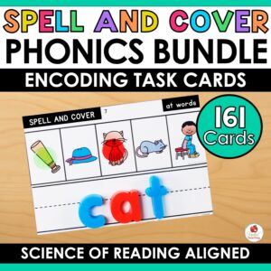 Spell and Cover Phonics Task Cards Bundle