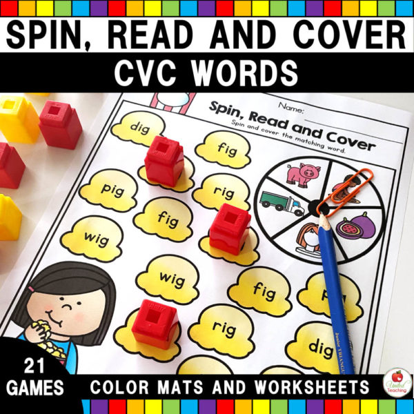 CVC Words Spin, Read and Cover