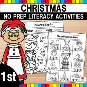 Christmas No Prep Literacy Worksheets for 1st Grade
