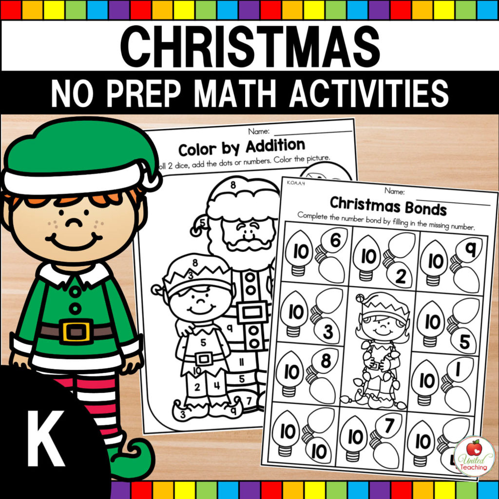 free christmas math worksheets for kindergarten