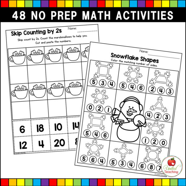 January No Prep Math Activities for Kindergarten