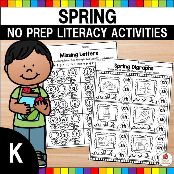 Spring No Prep Literacy Activities for Kindergarten