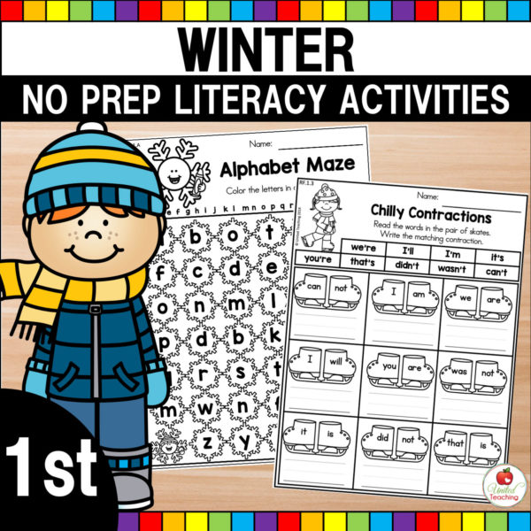 Winter No Prep Literacy Activities for 1st Grade