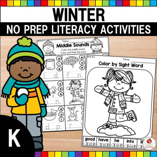 Winter No Prep Literacy Activities for Kindergarten