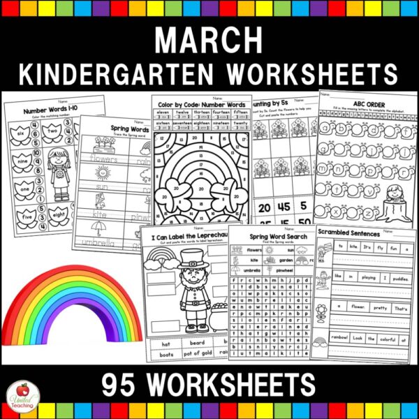 March Kindergarten Math and Literacy Worksheets Cover