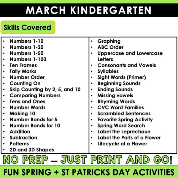 March Math and Literacy Activities for Kindergarten - Image 4