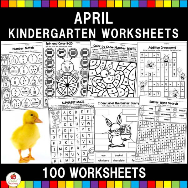 April Kindergarten Math and Literacy Worksheets