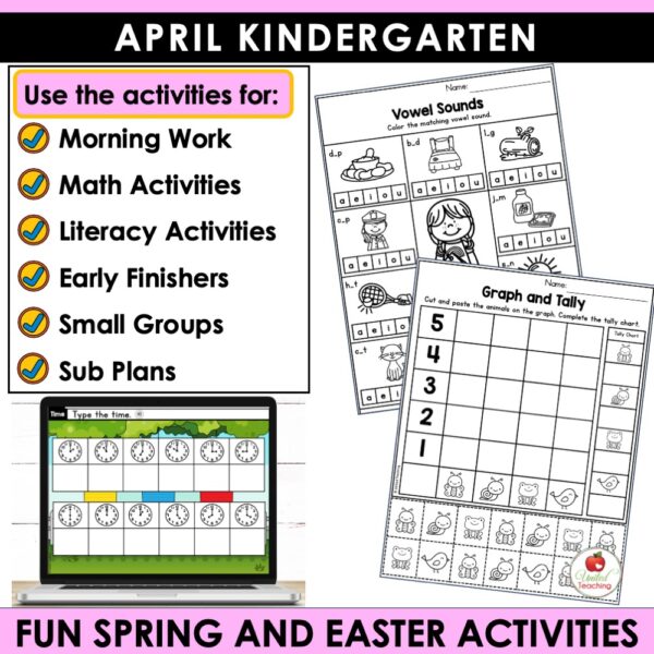 April Math and Literacy Activities for Kindergarten - Image 3