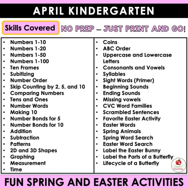 April Math and Literacy Activities for Kindergarten - Image 4