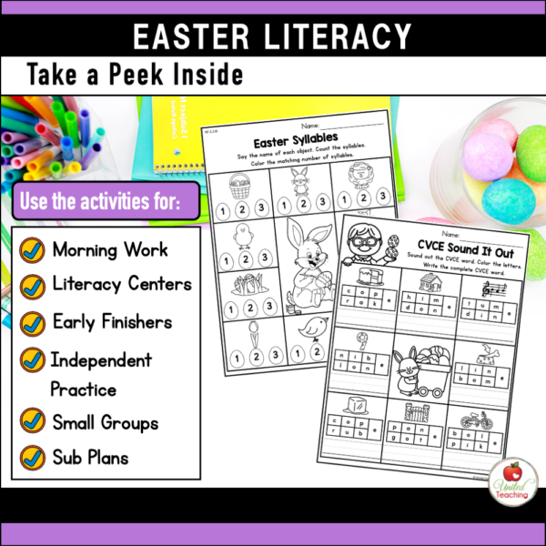 Easter Literacy Activities for 1st Grade How to Use