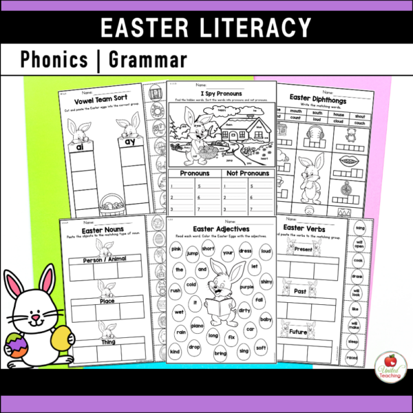 Easter Literacy Activities for 1st Grade Phonics and Grammar