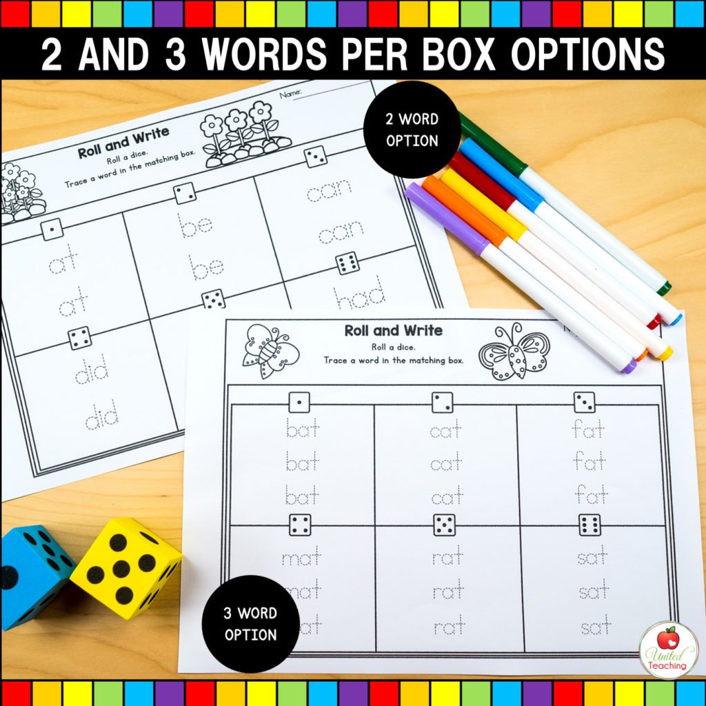 Roll and write editable tracing worksheets united teaching