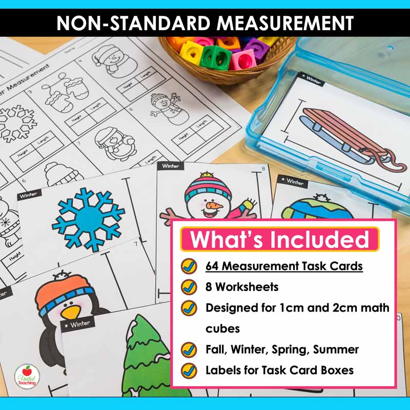 Whats included in the Non-standard measurement task cards bundle