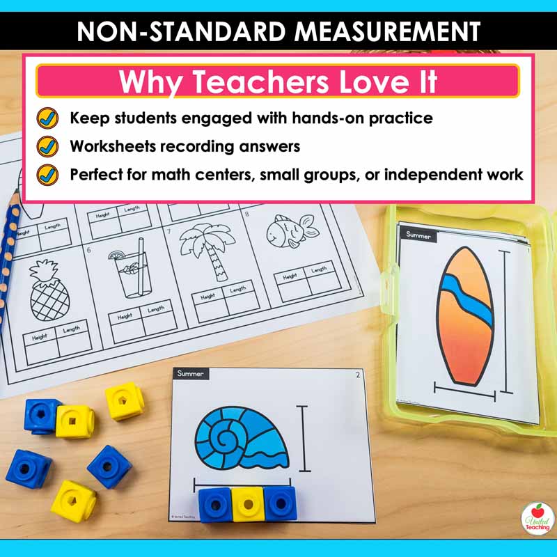 Why teachers love the Non-standard measurement task cards and worksheets