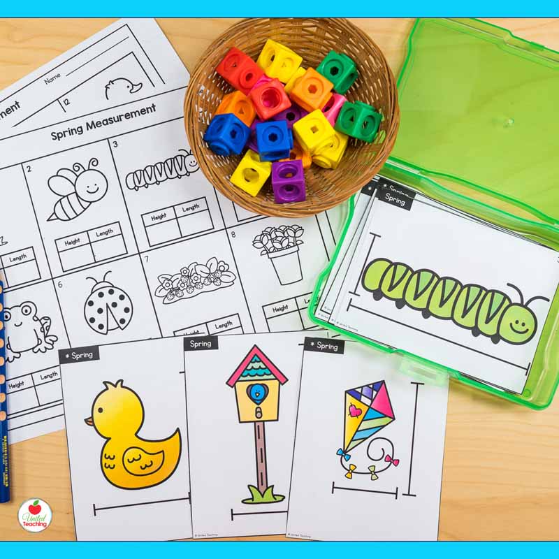 Spring measurement task cards and worksheets