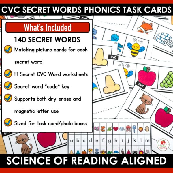 CVC Secret Words Phonics Task Cards - Image 2