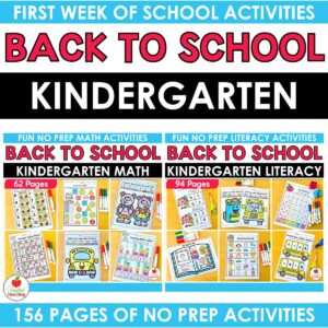 Back to School Math and Literacy Kindergarten Bundle
