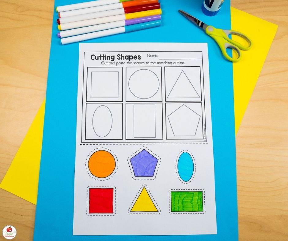 Cutting shapes kindergarten activity