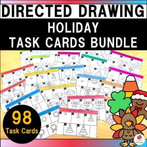 Directed Drawing Holiday Task Cards Bundle Cover
